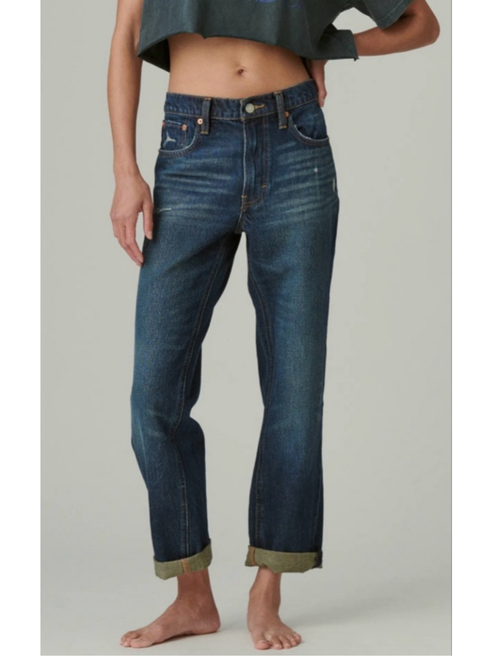 Lucky Brand boy mid rise relaxed straight jeans size 2